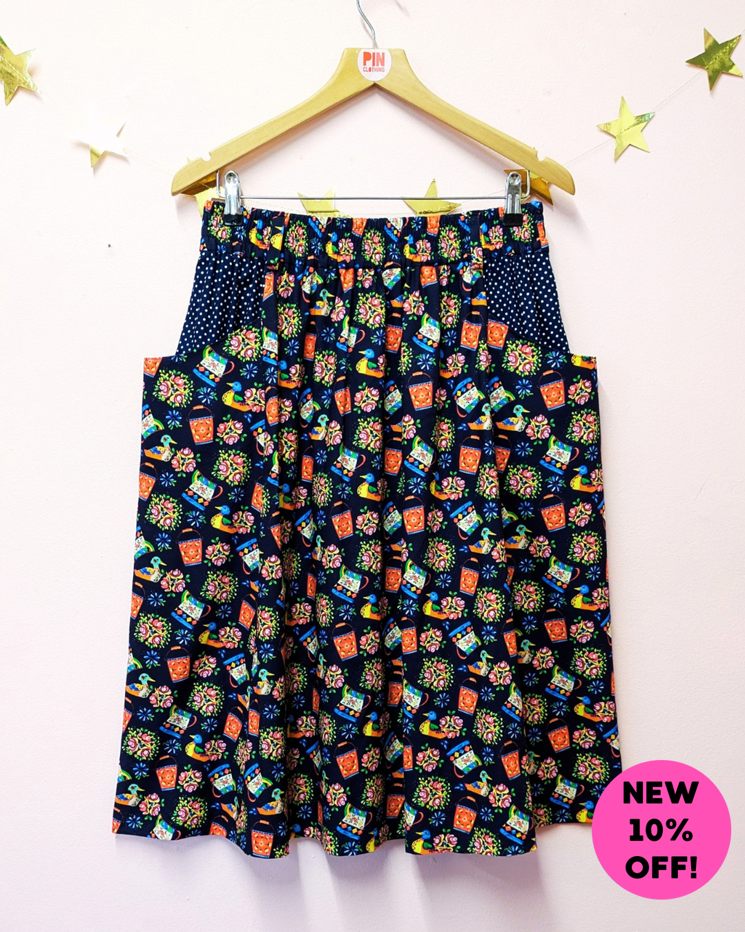 Bohemian Waters Navy Floral Pocket Skirt Size 8 - 10-pinclothing.co.uk-pinclothing.co.uk