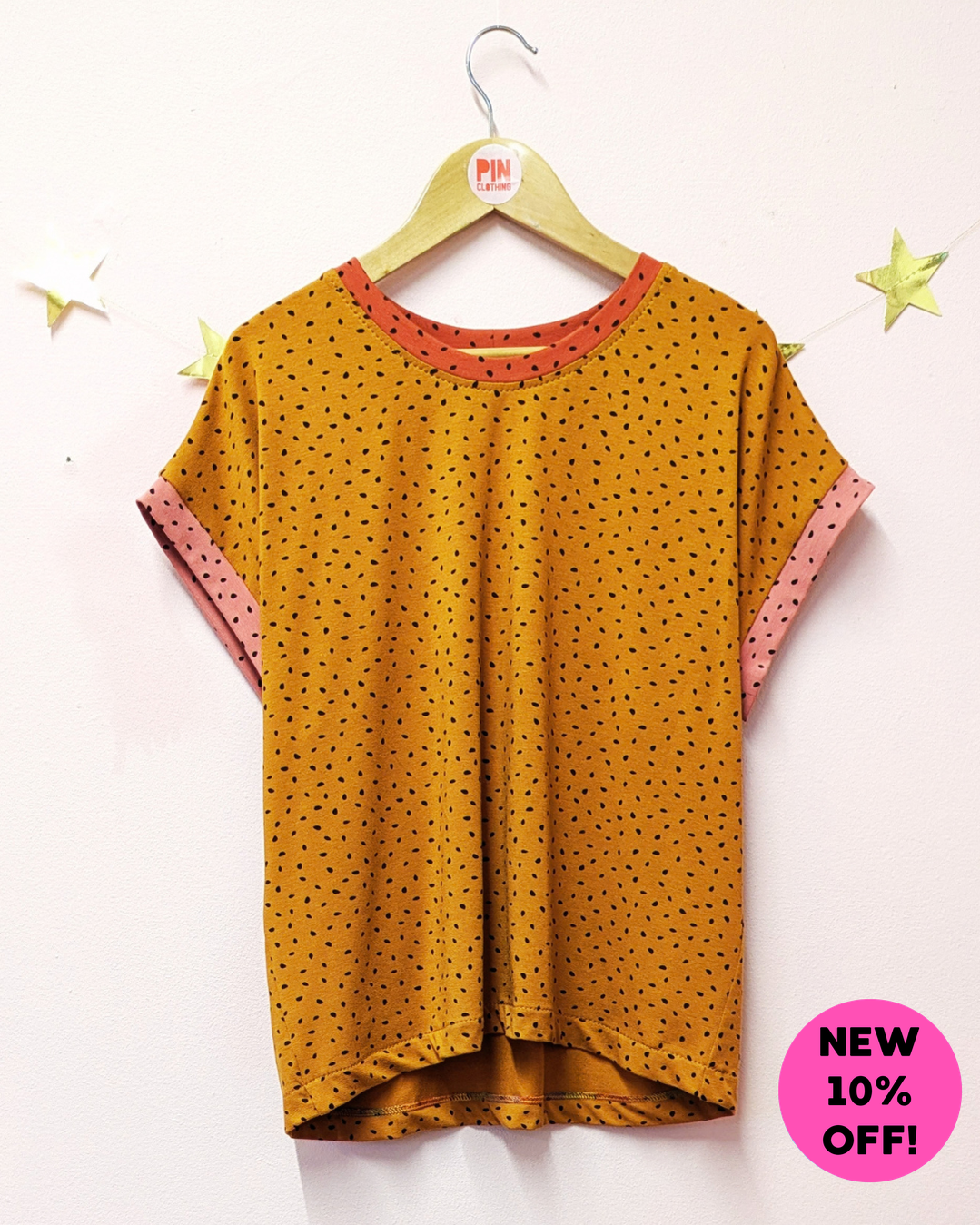 Mustard Autumnal Boxy Top Size 10 - 12-pinclothing.co.uk-pinclothing.co.uk