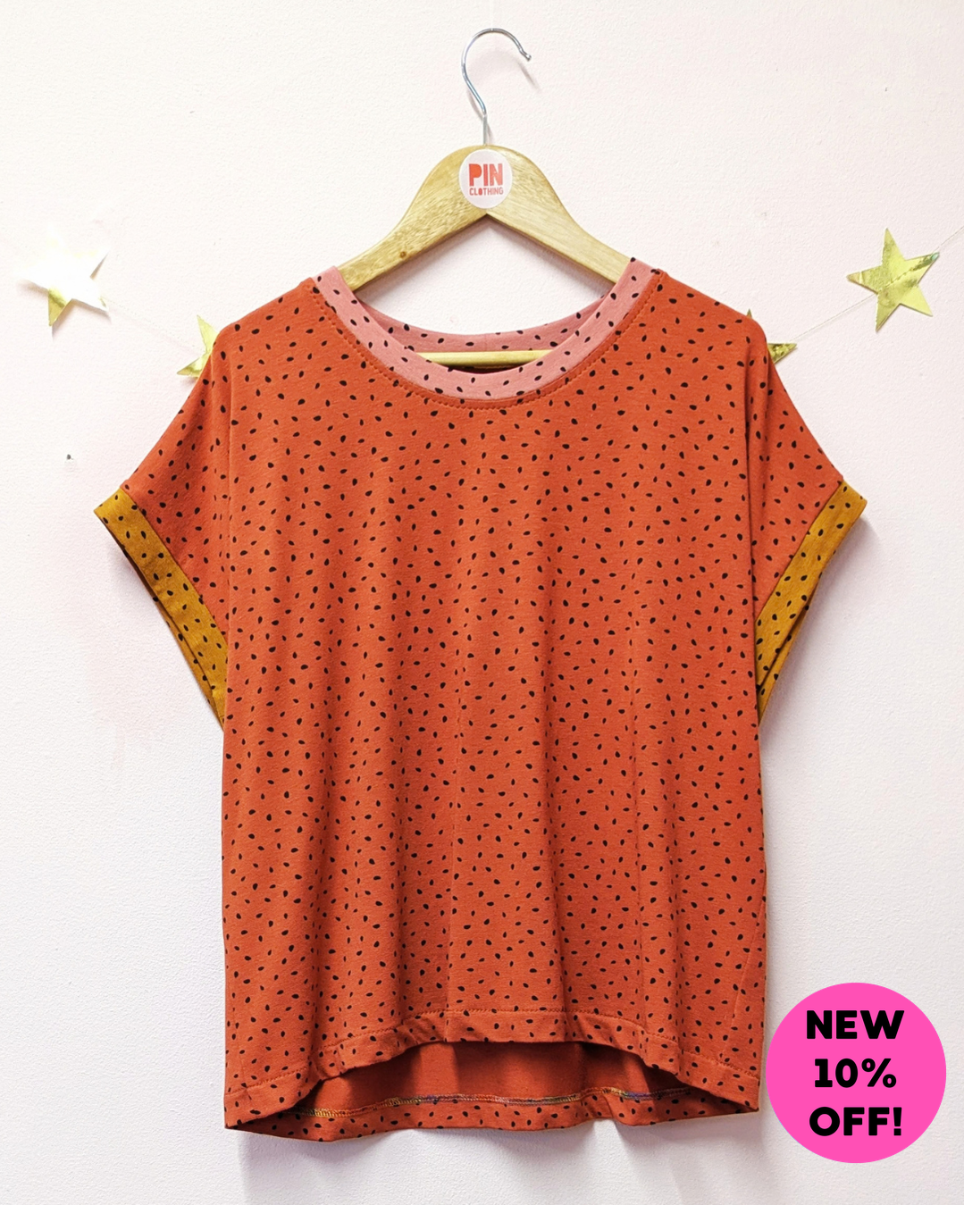 Rust Autumnal Boxy Top Size 12 - 14-pinclothing.co.uk-pinclothing.co.uk