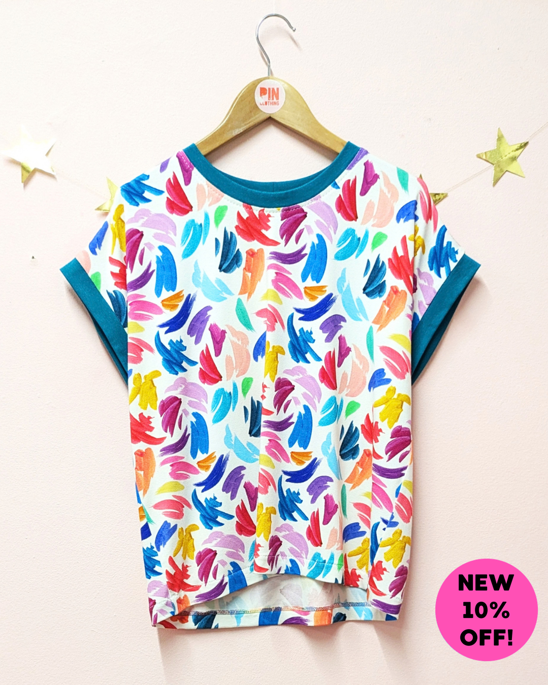 Rainbow Brush Strokes Boxy Top-pinclothing.co.uk-pinclothing.co.uk