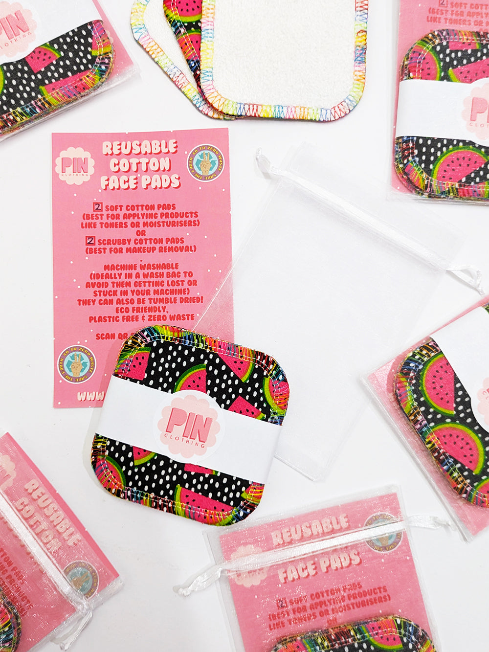 Individual Reusable Cotton Face Pads SUPER SECONDS SALE (MD)-Pin Clothing-pinclothing.co.uk