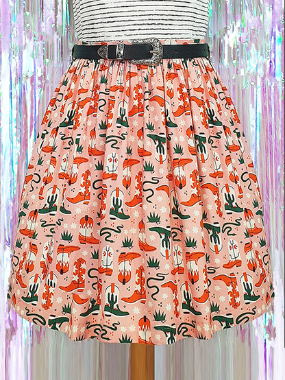 Wild West High Waisted Skirt-Pin Clothing-pinclothing.co.uk