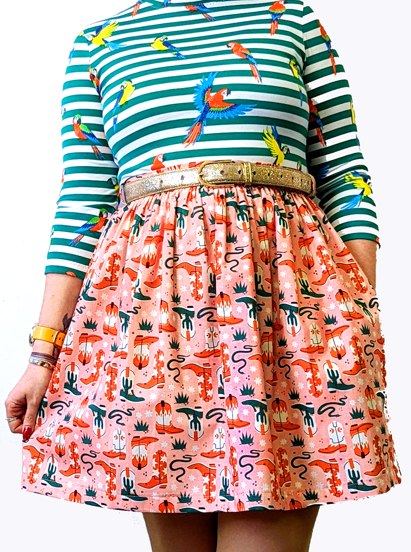 Wild West High Waisted Skirt-Pin Clothing-pinclothing.co.uk