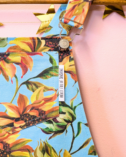 Watercolour Sunflowers Dungaree Dress