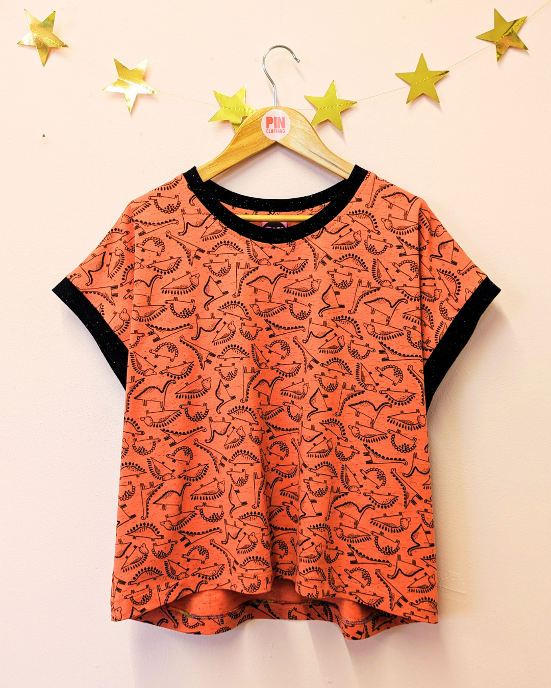 Rust Dinosaurs Boxy Top Size 12 - 14-pinclothing.co.uk-pinclothing.co.uk
