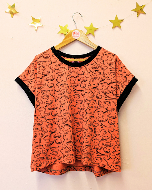 Rust Dinosaurs Boxy Top Size 12 - 14-pinclothing.co.uk-pinclothing.co.uk