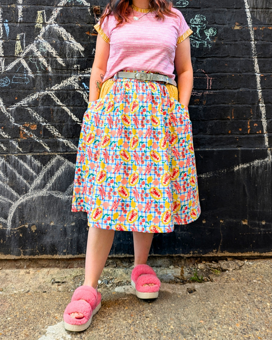 Seafood Picnic Pocket Skirt-pinclothing.co.uk-pinclothing.co.uk