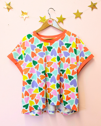 Rainbow Hearts Boxy Top