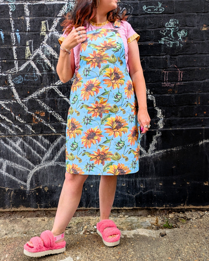 Watercolour Sunflowers Dungaree Dress