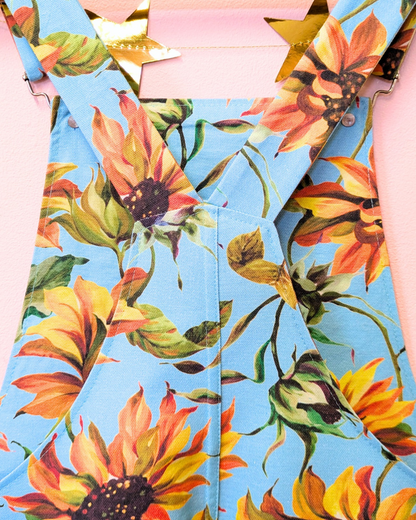 Watercolour Sunflowers Dungaree Dress