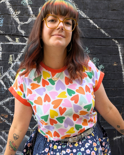Rainbow Hearts Boxy Top
