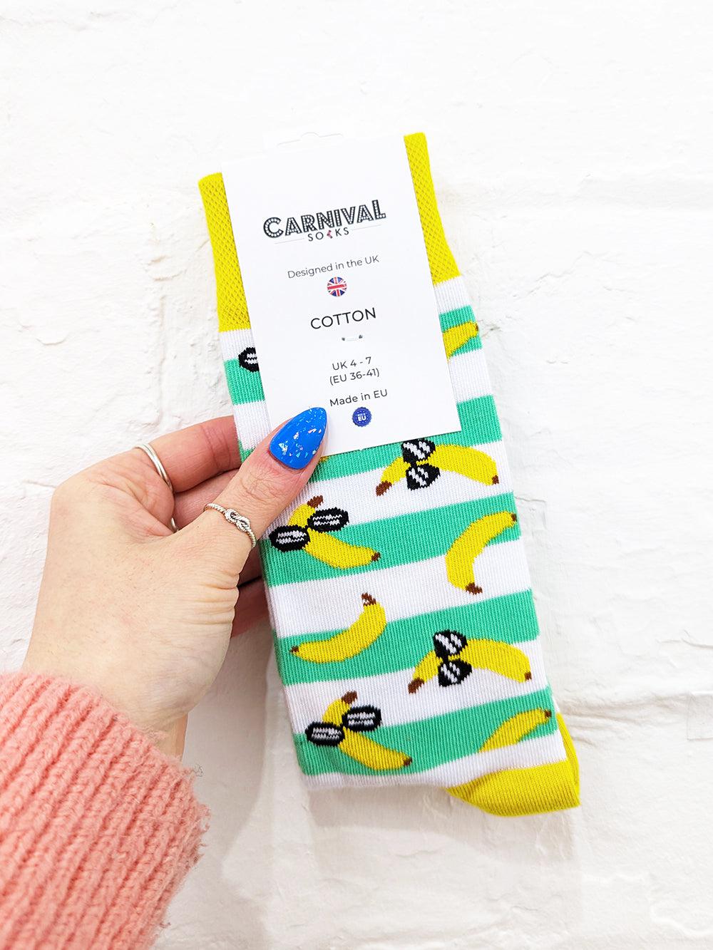 Banana Stripe Socks-Carnival Socks-pinclothing.co.uk
