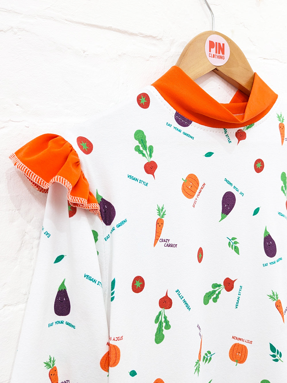 Veg Print Mock Turtle Neck Top-Pin Clothing-pinclothing.co.uk